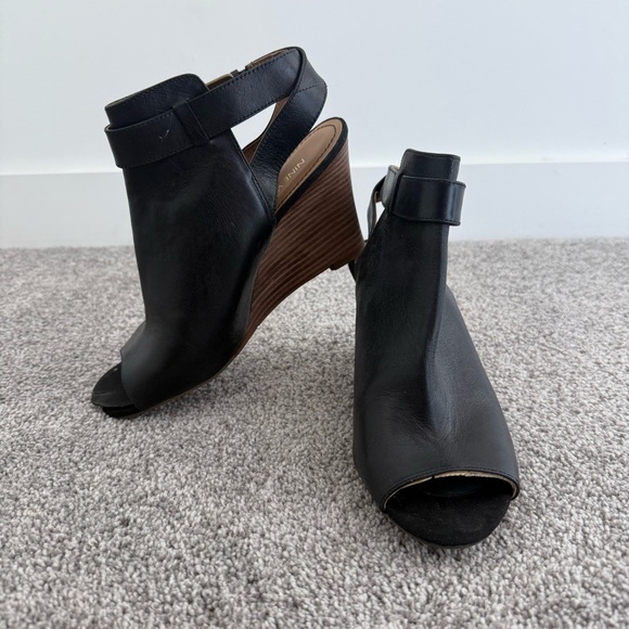 Nine West Shoes - Nine West Black Peep-Toe Wedge Heels